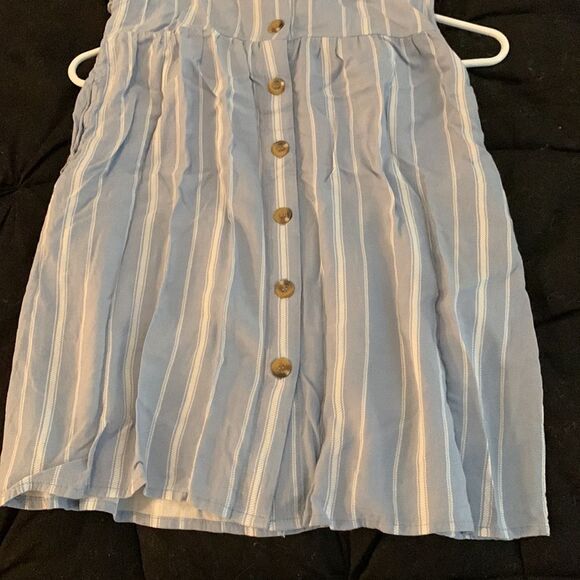 MIA CHICA | Girls Sleeveless Summer Blue White Striped Button Down Dress Size L - Picture 7 of 8